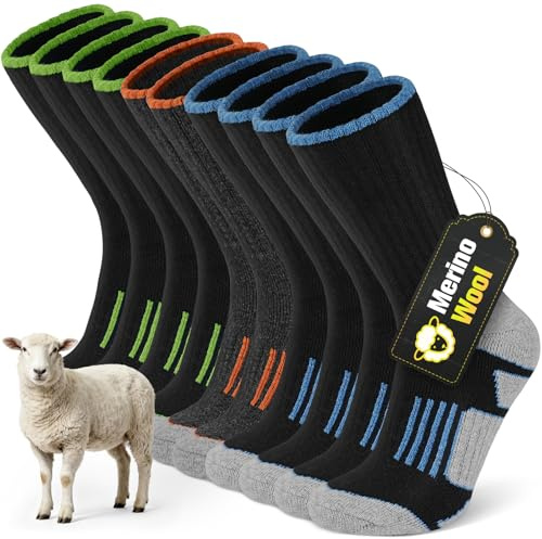 SIMIYA 5 Pairs Merino Wool Socks for MenCosy Warm Thermal Socks Thick Sock | Winter Socks Crew Sports Sock for Outdoor Work Walking Hiking Running Skiing Stretchy Durable