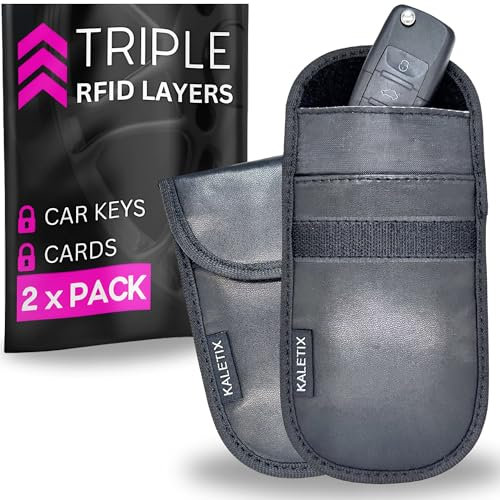 KALETIX 2 x Triple Layer RFID Signal Blocking Key Pouches | Faraday Bag for Car Keys | Keyless Car Key Signal Blocker Faraday Pouch for Car Keys