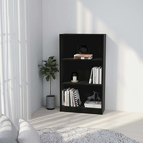 Willood Bücherregal 3 Fächer，Standregal, Würfelregal, freistehend Büroregal Aufbewahrungsregal Aktenregal für Wohnzimmer, Büro Schwarz 60x24x109 cm Holzwerkstoff