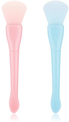 2PCS Silicone Face Mask Brush Dual-Head Face Mask Applicator Soft & Portable Mini Facial Brushes, Reusable Mask Spatula Makeup Brush Skincare Applicator for Mud Clay Gels DIY Masks, Easy to Clean