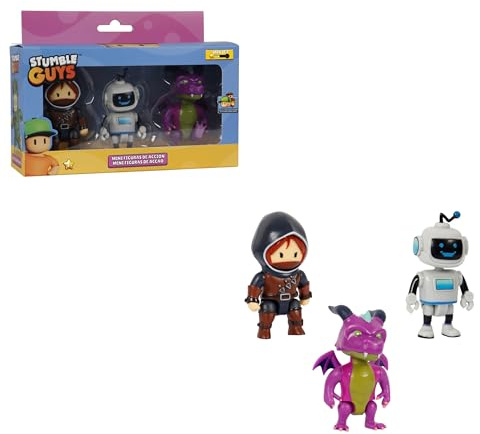 Bizak Stumble Guys 64113003-6 - Set di 3 statuette d'azione, 8 cm, Stumblebot Mk2, da collezione, licenza ufficiale per videogiochi di demolizione, per adulti fan e ragazzi o ragazze oltre 8 anni