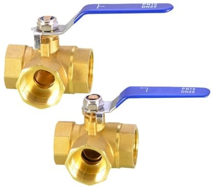 BYLSAGWHT 1/4 3/8 1/2 3/4 1 Female Brass Full Port T-Port L-Port 3 Way Ball Valve Connector Adapter For Water Oil Air Gas(1/4,L-type)