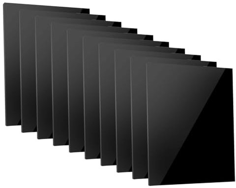 Set Di 10 Plexiglass Opaco, Acrilico Nero Foglio Nero Acrilico, Fogli Di Plastica Per Segnaletica, Progetti Fai Da Te, Artigianato, 10,2 X 15,2 Cm, Spessore 1 Mm