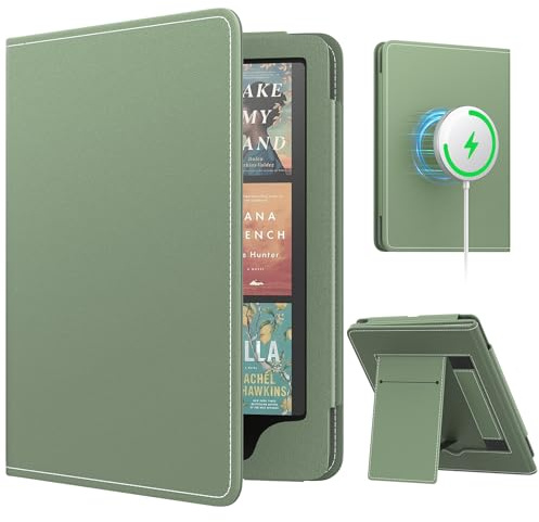 MoKo Magnetische Hülle für Kindle Paperwhite 7/6,8 (12./11. Gen), Seladon | Für Kindle Colorsoft 2024/2022, kompatibel mit iPhone MagSafe sowie Samsung/Anker Wireless-Ladegeräten