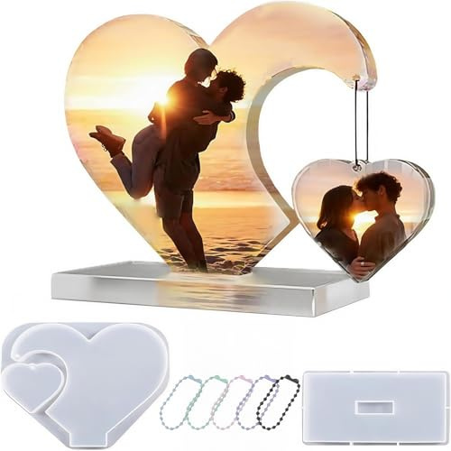 Nucalt Epoxidharz Formen Satz 6,96In Epoxidharz Formen Herz Silikonformen Epoxidharz Herz Silikonformen GießFormen Herz Glitzerpulver Herzform Silikon Für DIY Handwerk Handgefertigte Geschenke