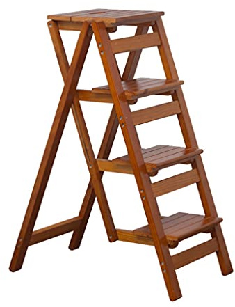 XXLNBJKA Escaleras de Tijera de 4 peldaños, Taburete Plegable de Madera Maciza con Pedal Ancho de Madera, escaleras de Tijera de Madera Ligeras, Estante para el hogar y la Cocina, Taburete portátil