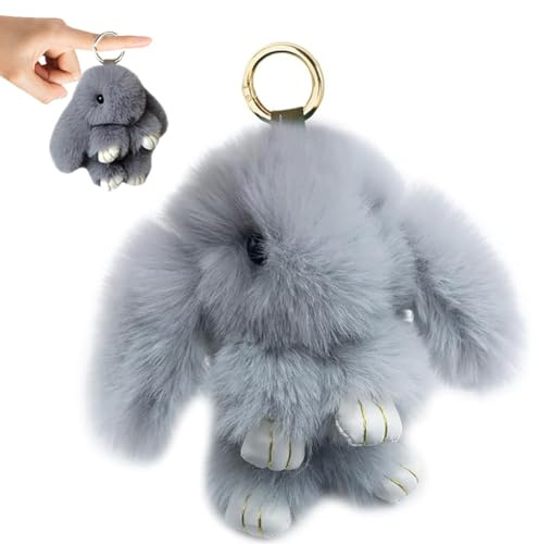 LGWJHCY Portachiavi coniglio in peluche - Carino portachiavi in peluche - Decorazione per Pasqua, bambini e ragazze - Grigio