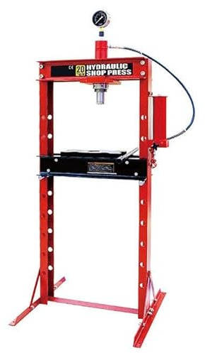 Gear4Garage 20 Ton Floor Press – CE Approved Hydraulic Workshop Press with Gauge, Adjustable Bed & Movable Ram