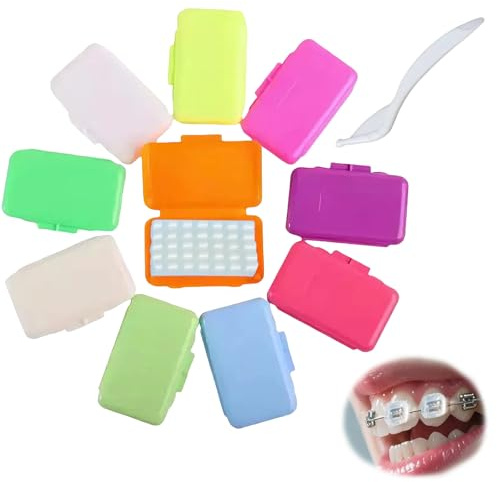 10 PCS Zahnspangen Wachs, Streifen Dentalwachs Zahnwachs Schutzwachs VorgeschnittenesWachs Wachs Streifen Disches Zahnwachs für Zahnspangen mit Geschmack