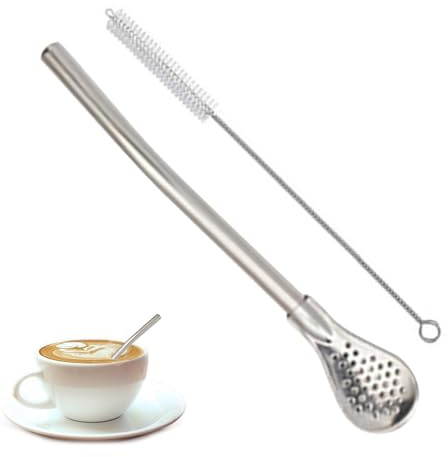 Cucchiaio Per Paglia - Cucchiaio Filtrato In Acciaio Da 21 Cm, Paglia Da Bere Bombilla Multifunzionale, Senza Pericoli Per La Zuppa Di Tè In Foglie Di Caffè | Bevande E Bevande In M