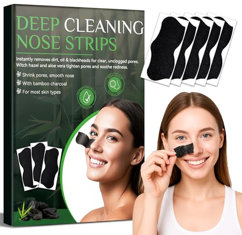 HuakChai Mitesserentferner Stripes, 80 Stück Mitesser Entferner mit Aktivkohle, Mitesser Entfernen und Zum Freimachen verstopfter Poren, Geeignet für Alle Hauttypen, für Männer und Frauen