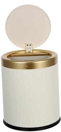 BESPORTBLE Poubelle Intelligente 10l sans Contact avec Couvercle Automatique, Poubelle Cuisine et Salle de Bain, Grosse Capacité, Design Compact Beige, Ouverture Sensorielle pour Salon