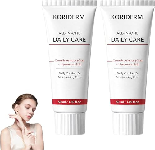 Koriderm Time Reverse Cream All-in-One, Centella fuktkräm med hyaluronsyra, lätt dagvård för alla hudtyper, 50 ml (2ST)