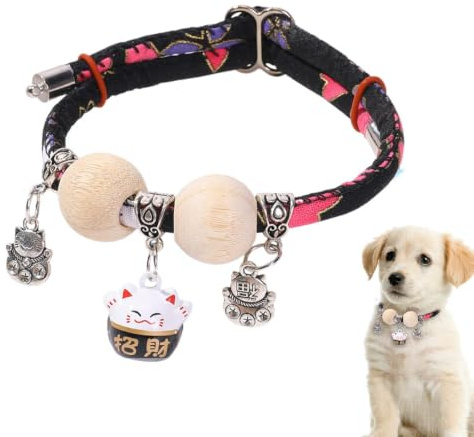 Kitten Collar Kitten Bell Cedar-Bead Cat Collar | All-Day Wear Animals Adjustable Necklace Aesthetic for Photography Training Travel Walking Holiday Yard
