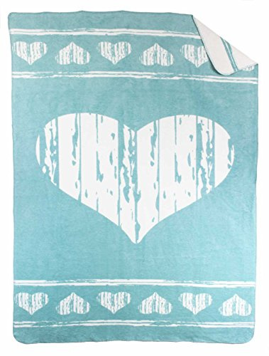 Moon Kuscheldecke Wolldecke Baumwolldecke Wohndecke mit Herz 150x200 (Mint)
