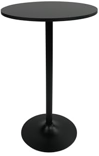 Pearington Santina, Single Round Cocktail Bar, Pub, and Bistro High Top Table with Black Top and Base