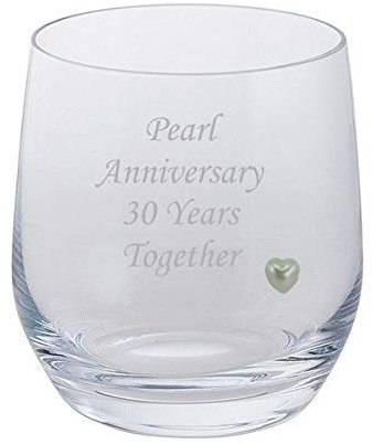 2 Pearl Anniversary 30 anni Insieme Coppia di bicchieri da brandy Dartington con perla gemma cuore