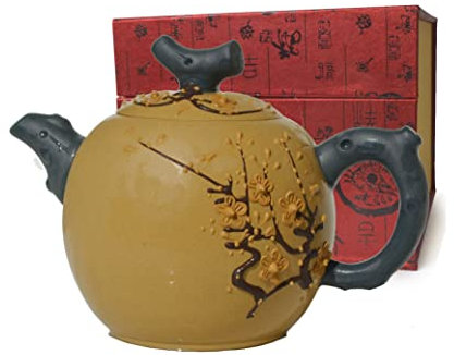 Yxhupot Tetera china de arcilla yixing de 12,5 onzas, huevo zisha ciruela maceta
