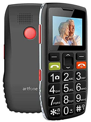 Artfone C1 Telefono Cellulare per Anziani con Tasti Grandi | Funzione SOS | 1.77 Display | Doppia SIM | Chiamata Rapida | Torcia | Radio Suono Alto | Batteria Lunga Durata