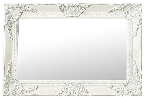 Miroir mural style baroque 60x40 cm Blanc
