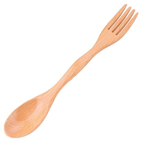 2 in 1 Cucchiaio e Forchetta Combo, Utensile da Campeggio in Legno Leggero Spork Ecologico e Cucchiaio per Zaino in Spalla, Escursionismo, All'Aperto