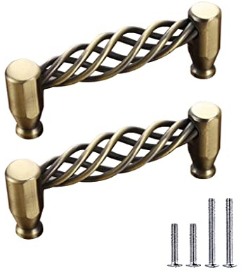 CcHhyyt 2 Stück Antiker Vogelkäfig Schrankgriffe Vintage Metall Bronze Schrankgriffe mit Schrauben Schubladengriff Möbelgriff Türgriff Griffe für Küchenschrank,Schublade,Schrank (96mm, Bronze B)