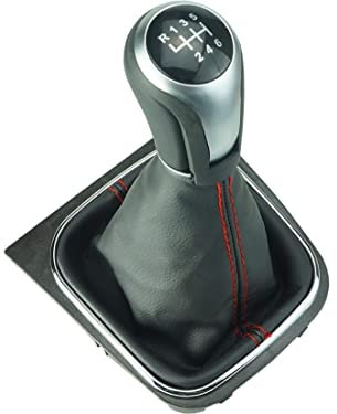 Schaltknauf Schaltsack Rahmen Schwarz 6 Gang rote Naht Dark Version kompatibel/Ersatzteil für VW Golf 5 V Golf 6 VI Komplettset 1K0711113 5K0711113 1K8711113