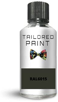 RAL6015 glack Olive Matt Touch Up Paint with Brush Matt Paint for Wood, Metal, Plastic, PVC, UPVC, Fascia Soffit Furniture Boards - Indoor & Outdoor