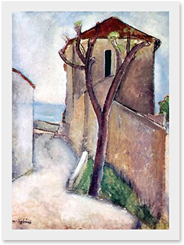 Artery8 Painting Modigliani Tree House Old Master Artwork Framed Wall Art Print A4