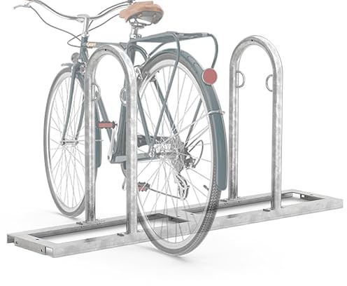 Hochwertiger Fahrradanlehnbügel TRACK 32 | Sicherer Radständer auch für Mountainbikes und E-Bikes | 4 Fahrrad Stellplätze, erweiterbar | Stahl verzinkt | Fahrradparker Bügelparker Fahrrad Anlehnbügel