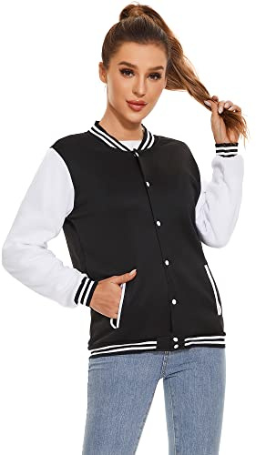 Icibgds Varsity Jacket for Men Women, Lightweight Button-Up Baseball Bomber