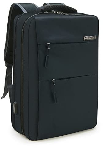 Waytex 71058 Sac à Dos USB Format XL pour Ordinateur 15 Pouces avec 2 Compartiments Principaux pour Homme Femme Etudiant Imperméable Noir