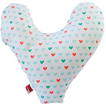 POWER INN Cojín para el pecho Hope aprox. 32 x 34 cm, cojín para aliviar el dolor después de la mastectomía, suave cojín para antebrazo o axila, 100 % algodón (blanco + corazones, algodón, patchwork)