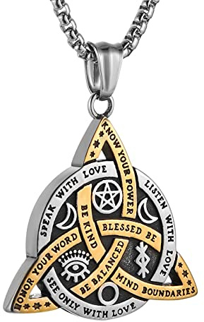 HZMAN Collana triquetra con nodo celtico in acciaio inossidabile a doppia faccia con triquetra con nodo celtico irlandese cristiano
