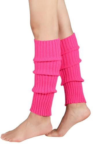 Durio Stulpen Damen Extra Warm Beinwärmer Winter Strick Häkelarbeit Legwarmers Verdicken Stricken Beinstulpen Damen Rosa Einheitsgröße