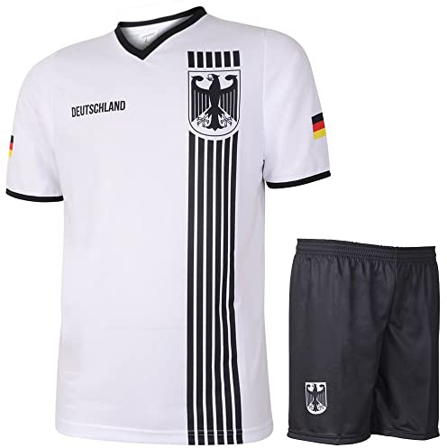 Tyskland Fotbollströja Hemma - Ränder Svart Vit - Barn och Vuxna - Pojkar - Fotbollsutrustning - Fotbollspresenter - Sport-T-shirt - Sportkläder - Storlek 116