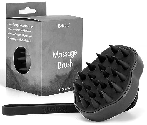 Bellody® Original Kopfhaut Massagebürste, für Massage und Stimulation des Haarwachstums (1 Stück in Classic Black) - Hair & Scalp Massager für nasse & trockene Haare