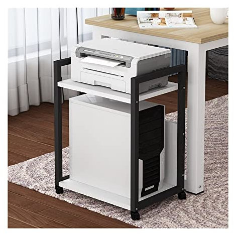 Soporte CPU Bajo Mesa Soporte de torre for PC Soporte de impresora, carro de impresora de 2 niveles con almacenamiento, soporte de CPU móvil con ruedas giratorias, estante de almacenamiento resistente