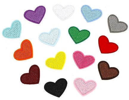 30 Stück Patches zum Aufbügeln, Herz Flicken zum Aufbügeln Kinder, Mini Stickerei Aufnäher, Bügelpatch Erwachsene für Hut Jacke Jeans Rucksäcke DIY Dekoration