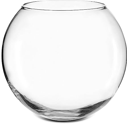 TIENDA EURASIA - Mittelgroßes rundes Fischglas, transparentes Glas, 18 cm Durchmesser x 13 cm Höhe, sphärisch, kleine Fische, Schildkröten und Haustiere