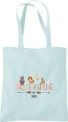 Kleckerliese Stoffbeutel Schule Kindergarten Kita Wechselkleidung Tiere Bär Tiger Eichhörnchen personalisiert mit Name Kinder Tasche Beutel – DTF-Druck