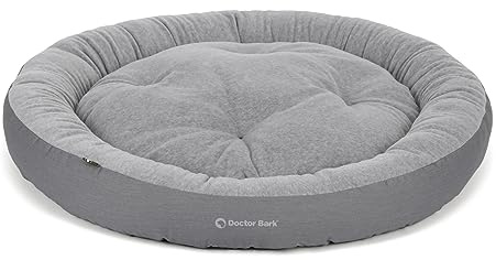 Doctor Bark Hundekorb Größere Hunde, Hundebett Weich, Rund, Flauschig - Kuscheliges Hundenest mit Wendekissen Fleece/Baumwolle - GreenLabel Hunde Bett (L - 70x60 cm, Hellgrau)