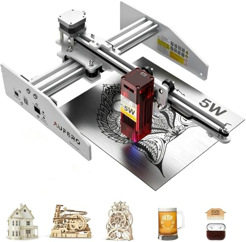Aufero Laser 1 5W Kurzer Fokus Diod Lasergravierer, Lasergraviermaschine für Holz/Leder, 180x180mm Gravierfläche, Einsteiger-freundlich Lasergraviermaschine