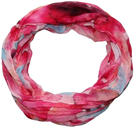 beybey® Batik Damen Seide Loop Schal in unheimlich schönen Farben herrlich fein - exclusiver Seidenschal (pink)