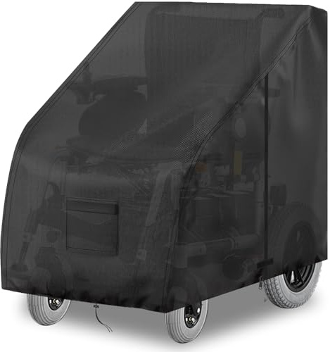 YBYHFAA Manuelle Rollstuhlabdeckung, 100% wasserdicht 600D Oxford Rollstuhl-Schutzhülle, Schwerlast Reißfest Abdeckung für Mobilitätsroller, geeignet für Rollstuhl, UV-Beständiges (Black)