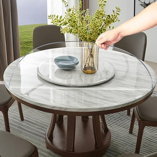 DSWZLQDXB Nappe Ronde Transparente,Film de Table en PVC Convient pour Salle à Manger,Salon Et Le Bureau,Toile Cirée Lavable Anti-Graisse,étanche à l'eau Film Doux de Protection Imperméable (2mm,90cm)