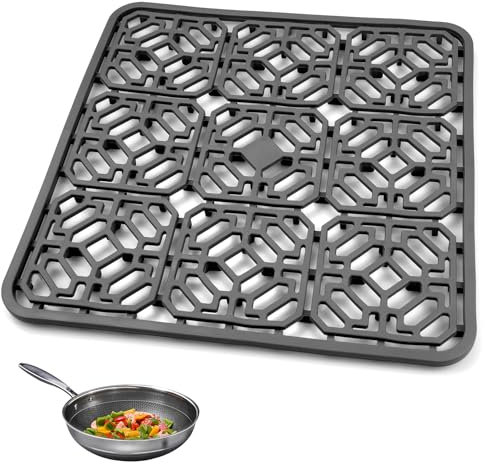 WakiHong 1 Stücke 30 * 30 cm rutschfest Spülbeckenmatte Spülbeckeneinlage Silikon Spülbeckenmatte Spülbeckenschutz Abtropfmatte Matte für Edelstahl-Spüle Porzellan-Schüssel Unterspüle Dunkelgrau.