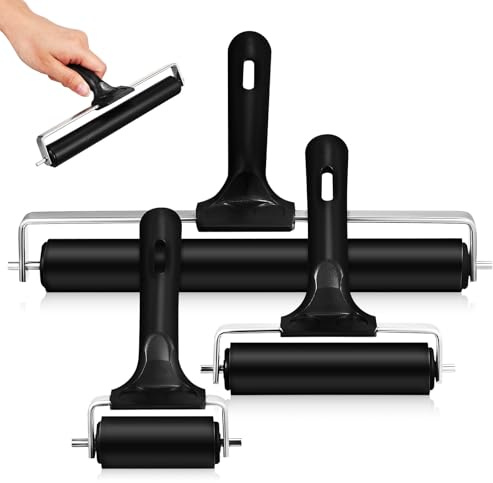 HOODANCOS 3Er Set Gummiwalzen Druckwalzen 6Cm 10Cm 20Cm Tapetenroller Brayer Rollen Für Bastelbedarf Heimdekoration Präzises Auftragen Wiederverwendbar