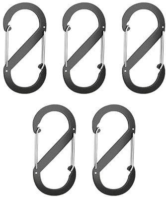 Trimming Shop S Carabiner Keyring Clip, 5PCS Small Dual Spring Opening Keychain Clip Locking Carabiner Keyring Clip Double Clip Hook for Outdoor Hiking Fishing Camping