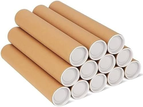 KWJTOY Paquete de 12 Tubos de EnvíO con Tapas para EnvíO por Correo para Empaquetar Carteles,Tubo de CartóN de Tubo de PóSter